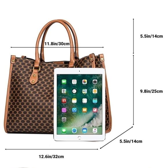 Women’s PU Leather Vintage Tote Handbag New Satchel Purse - Picture 7 of 14